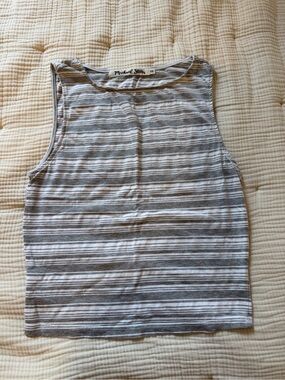 Michael Stars Gray & White Striped Tank